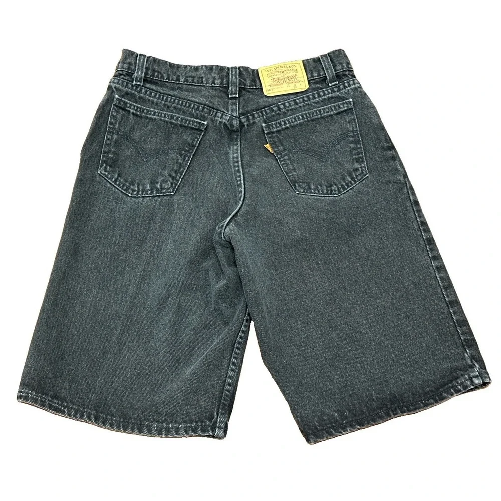 Levi's Vintage 562 Black Loose Fit Student 30 Denim Shorts Orange Tab USA